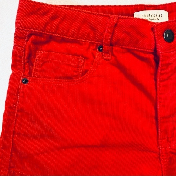Forever 21 Red Corduroy High Rise Shorts NWT Sz 26 - Picture 5 of 14